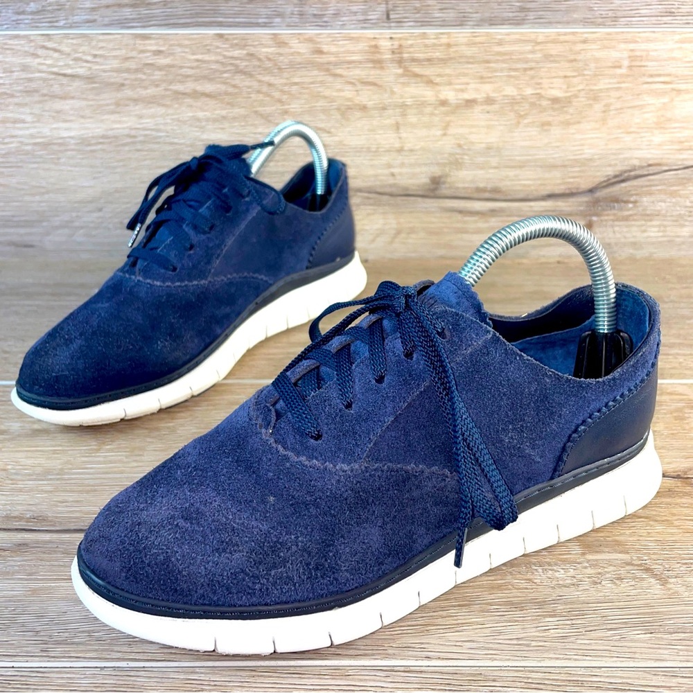 Vionic 355 Taylor Womens Size 7 Blue Comfort Shoes Sneakers Suede Lace Up Low - Picture 1 of 11